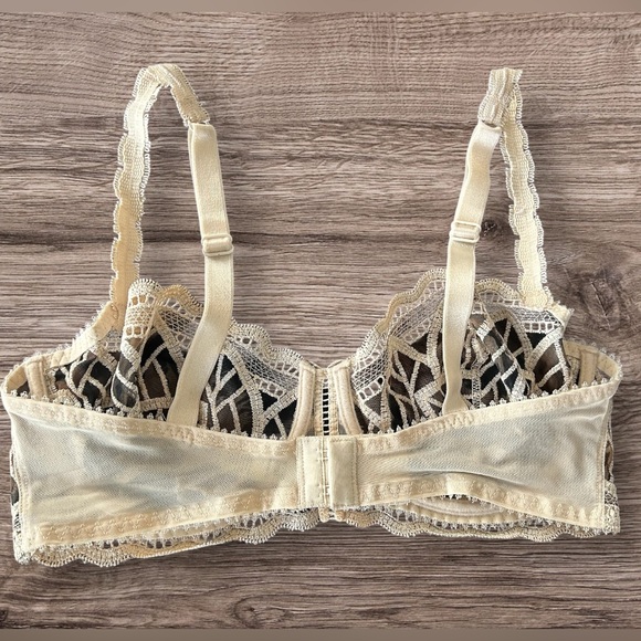 Lejaby Savanna Ecru Embroidery Balconette Underwire Couture Bra France Size 34D - Picture 6 of 10